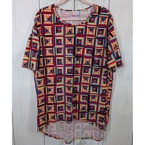 Lularoe Size Medium Multicolor‎ Pattern Short Sleeve Casual Tunic Blouse